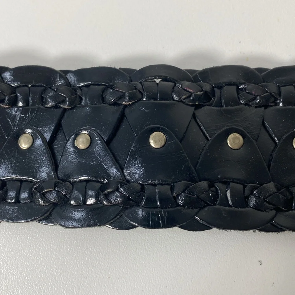 Coldwater Creek Genuine Leather Braided Belt Size Large‎ Black